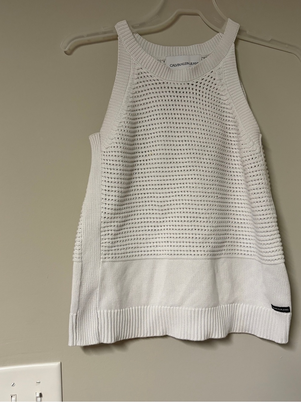 Calvin Klein Jeans White Knit Halter Tank